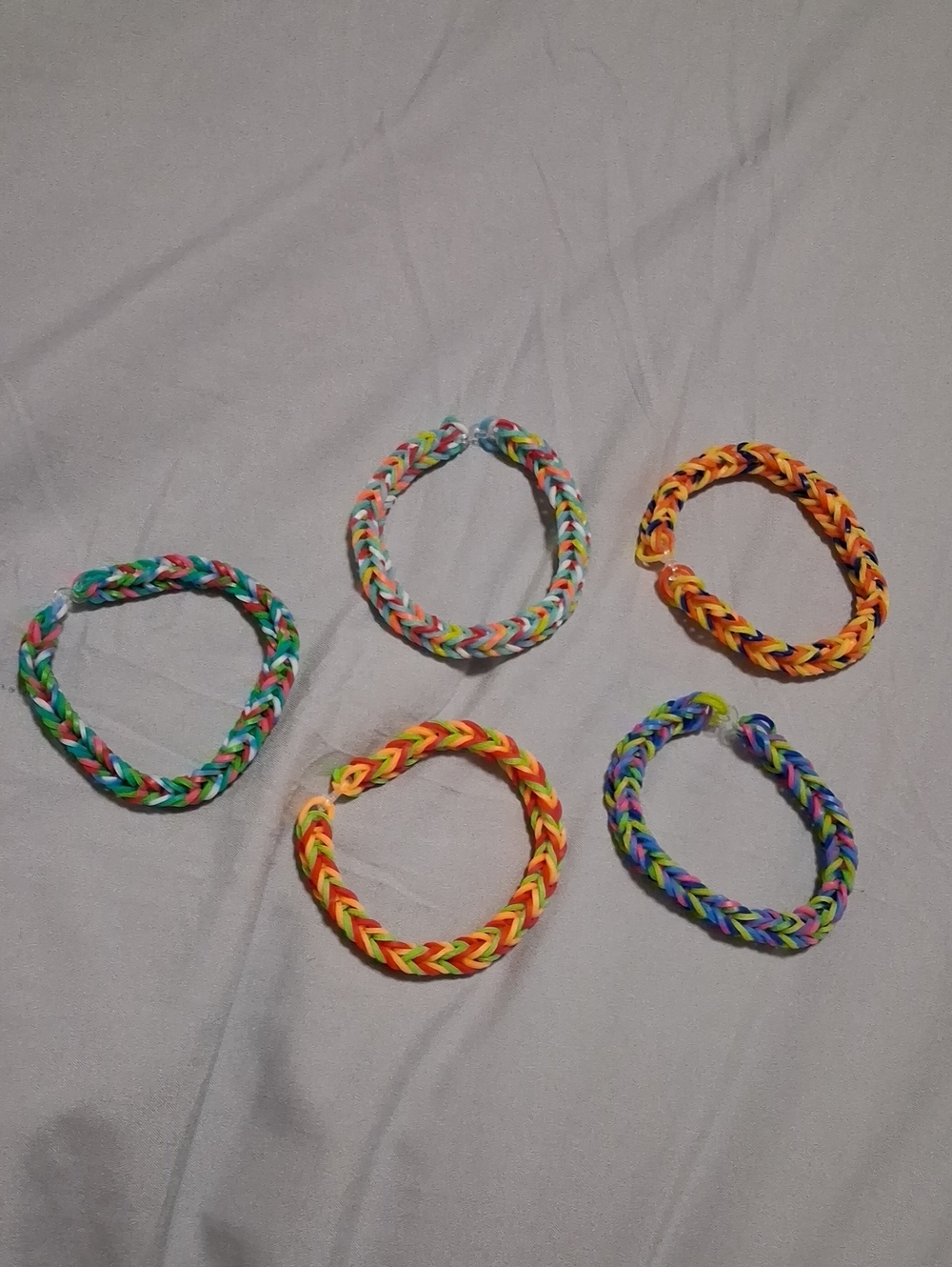Handmade Rainbow Loom Weaved Bracelets Lot 5 Piece, New